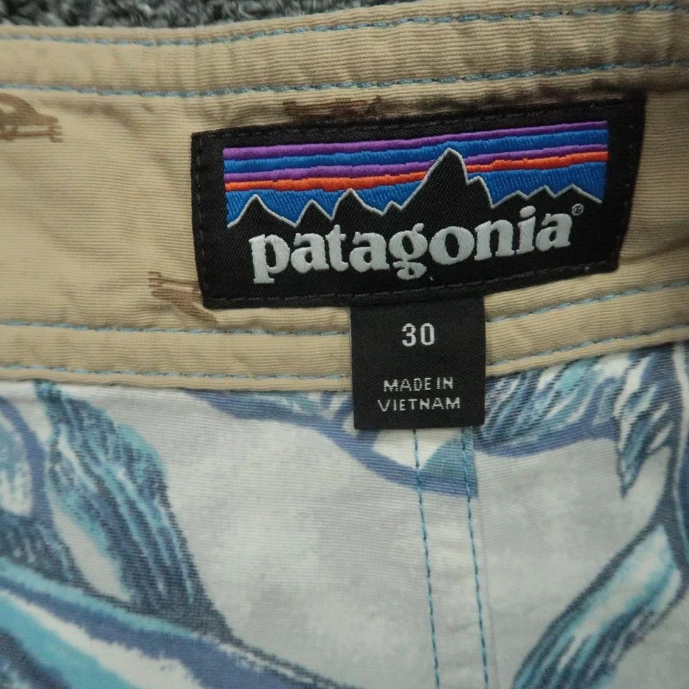 Patagonia Board Shorts Mens‎ 30 Blue Printed Wavefarer Flying Fish Swim